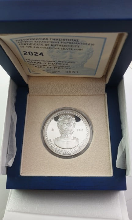 Grèce - 10 euros 2024, Thalès de Milet, Belle Épreuve en argent