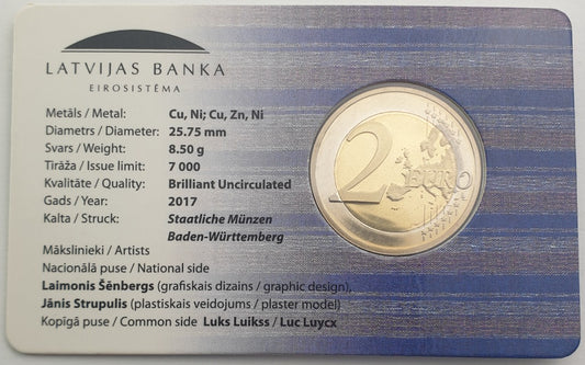 Lettonie - 2 Euro 2017, Latgale, (Carte à pièces)