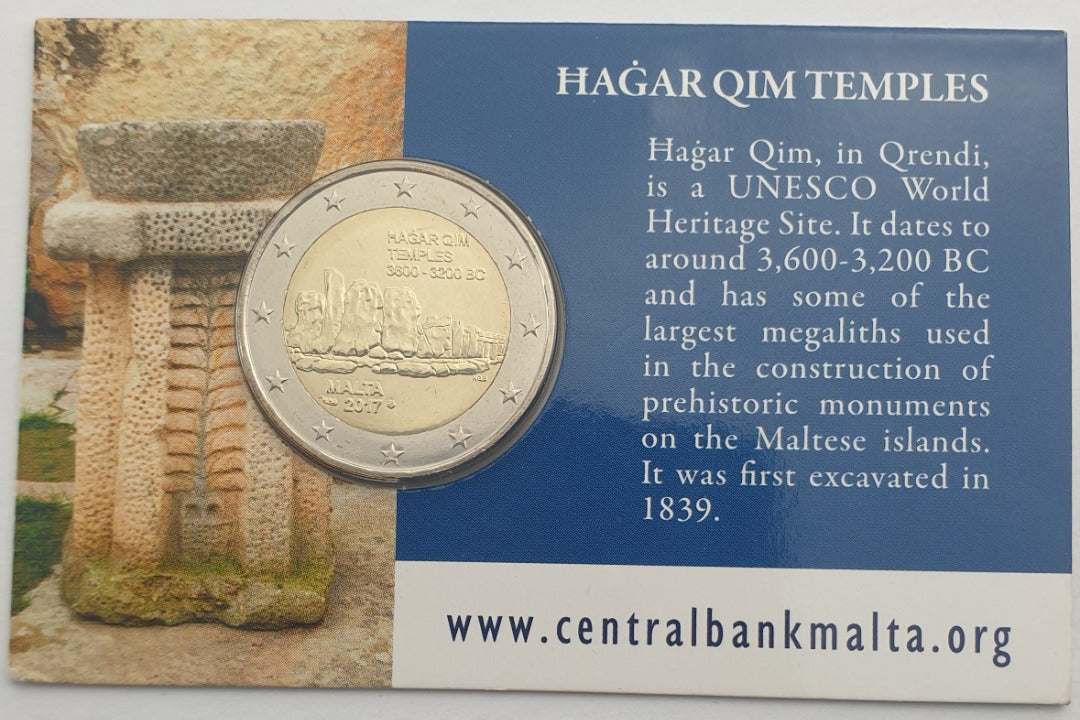 Malte - 2 Euro 2017, Temples de Ħaġar Qim, (Coin Card)