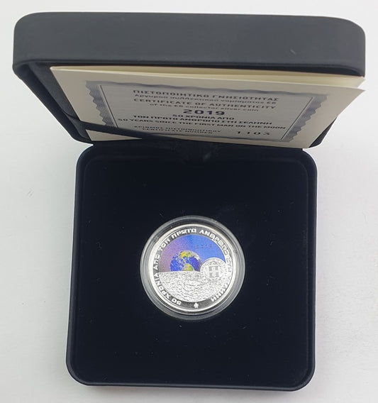 Grèce - 6 euros 2019, 50 ans après le premier pas de l'homme sur la Lune, épreuve en argent