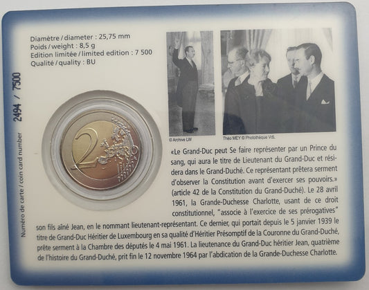 Luxembourg - 2 Euro 2011, Henri Ier Jean de Luxemburg, (Coin Card)