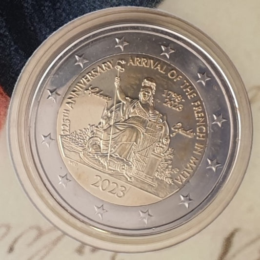 Malte - 2 euros 2023, Napoléon Bonaparte et les Français à Malte 1798, (Carte-pièce)