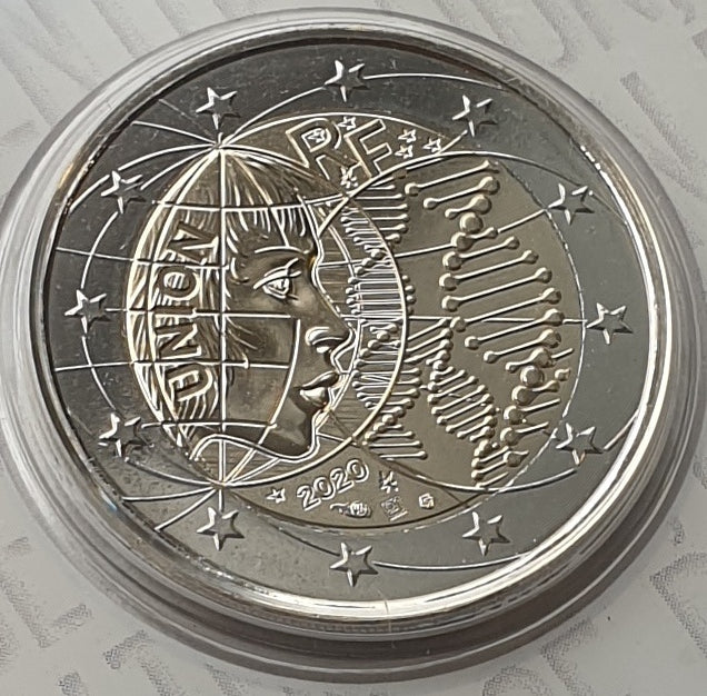 France - 2 Euro 2020, BU, Recherche médicale, (Carte de 3 pièces)