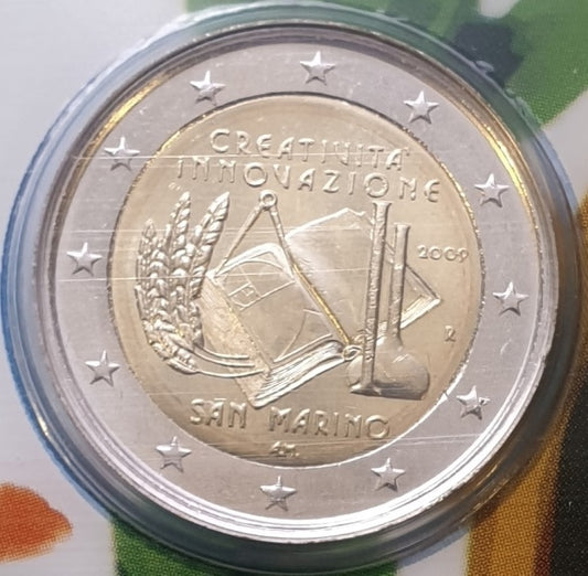 Saint-Marin - 2 euros 2009, Créativité et innovation (carte à pièces)