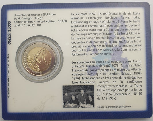 Luxembourg - 2 euros 2007, Traité de Rome d'Henri Ier, (Carte de pièce)