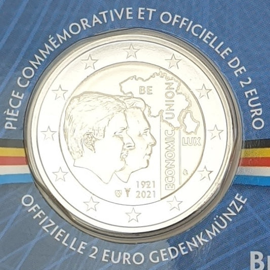 Belgique - 2 euros 2021, Union économique - Écriture néerlandaise, (Carte de monnaie)