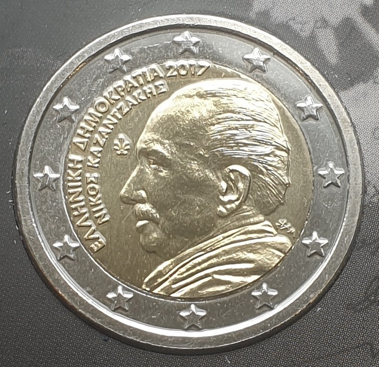Grèce - 2 Euro 2017, Nikos Kazantzakis, (Carte à collectionner)