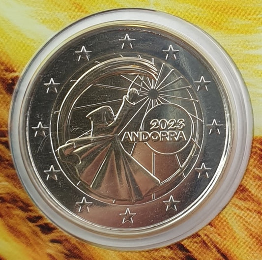 Andorre - 2 euros 2023, Festival du Feu du solstice d'été (carte à pièces)