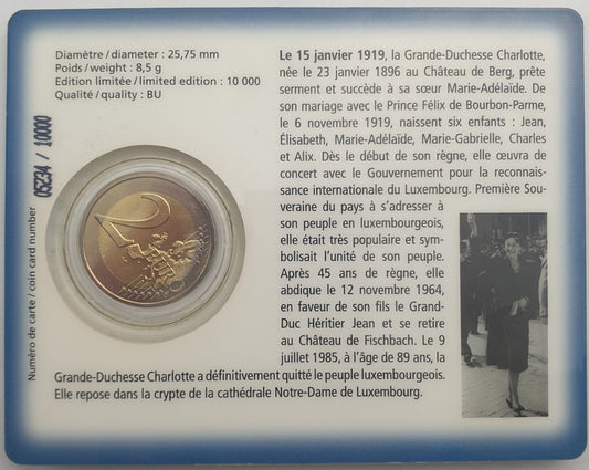 Luxembourg - 2 euros 2009, accession au trône d'Henri Ier et de Charlotte (carte-pièce)