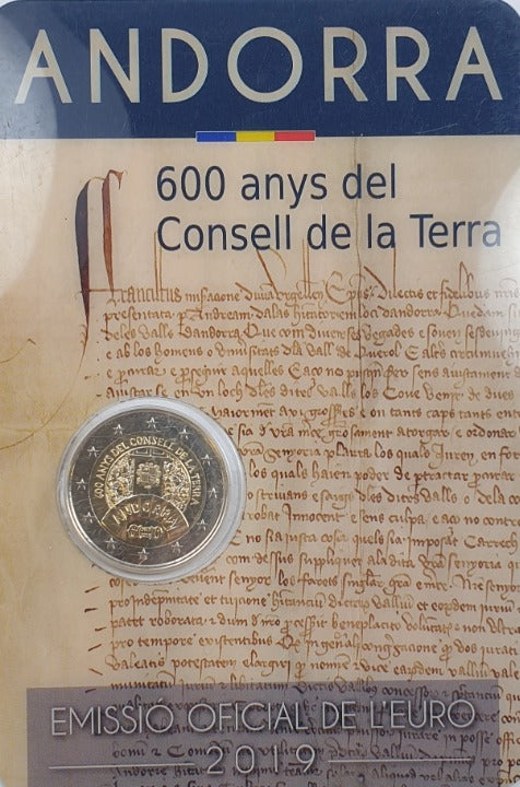 Andorre - 2 euros 2019, 600e anniversaire du Conseil général (carte à pièces)