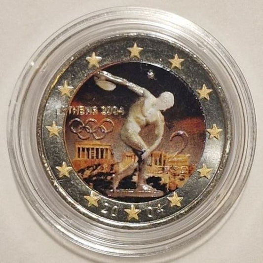 Grèce - 2 euros 2004 (Pièces olympiques officielles), Colorisée, Non circulée