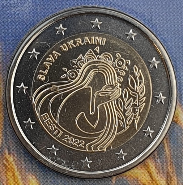Estonie - 2 euros 2022, Ukraine et Liberté (carte à pièces)