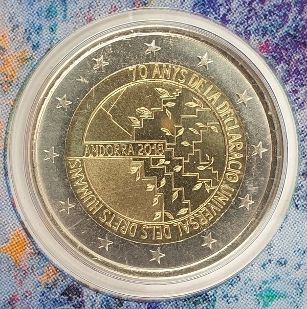 Andorre - 2 euros 2018, 70e anniversaire de la Déclaration universelle des droits de l'homme (carte à pièces)