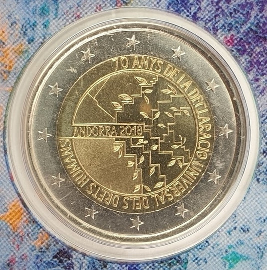 Andorre - 2 euros 2018, 70e anniversaire de la Déclaration universelle des droits de l'homme (carte à pièces)
