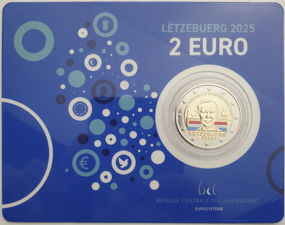 Luxembourg - 2 euros 2025, 25 ans de règne du Grand-Duc Henri, Couleur, (Carte-pièce)