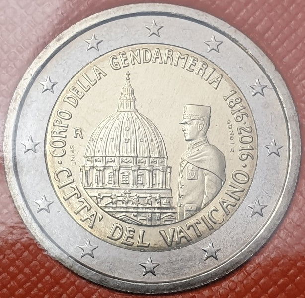 Vatican - 2 euros 2016, 2e anniversaire de la Gendarmerie vaticane (carte-pièce)