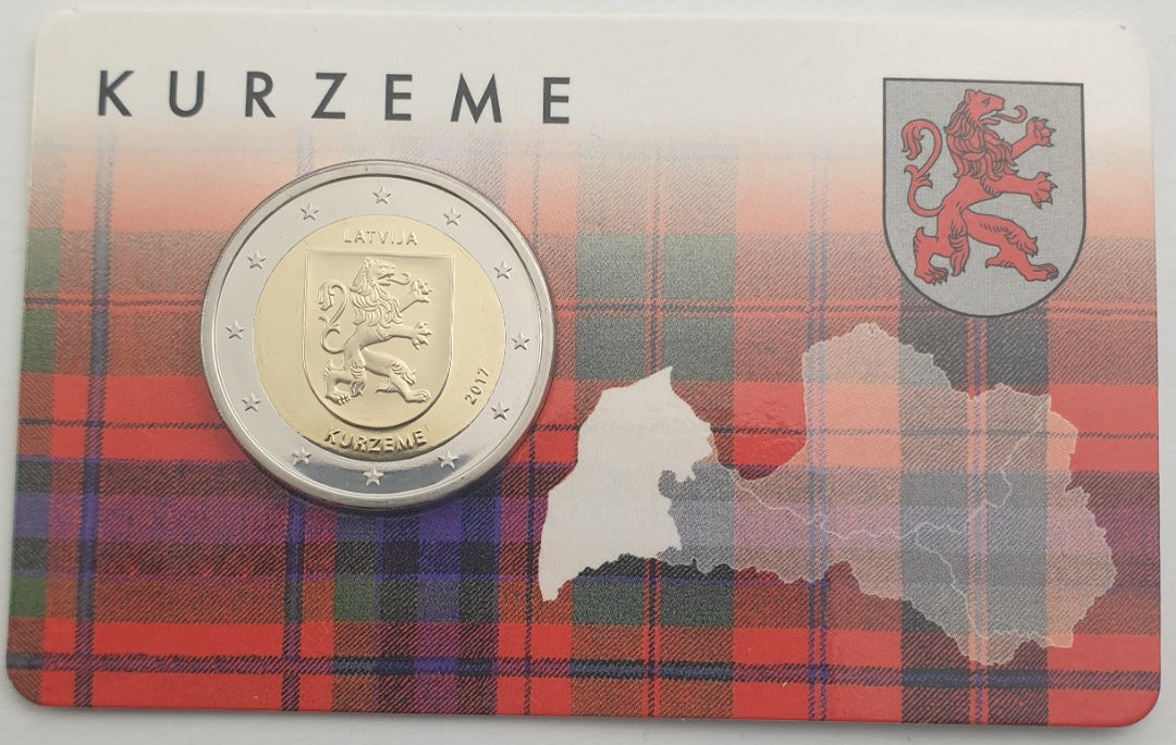 Lettonie - 2 Euro 2017, Kurzeme, (Coin Card)