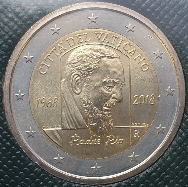 Vatican - 2 euros 2018, 50e anniversaire de la mort du Padre Pio, (Carte-pièce)