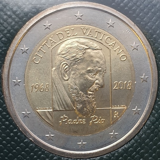 Vatican - 2 euros 2018, 50e anniversaire de la mort du Padre Pio, (Carte-pièce)