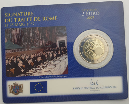 Luxembourg - 2 euros 2007, Traité de Rome d'Henri Ier, (Carte de pièce)