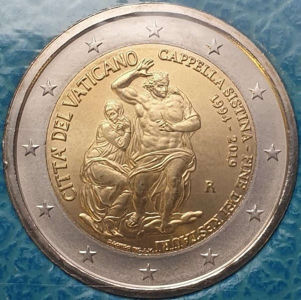 Vatican - 2 euros 2019, 25e anniversaire de la fin de la restauration de la chapelle Sixtine (carte-pièce)