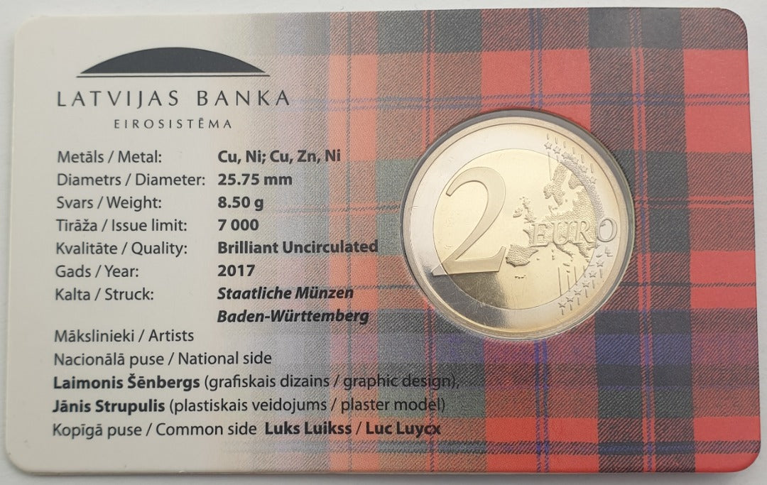 Lettonie - 2 Euro 2017, Kurzeme, (Coin Card)