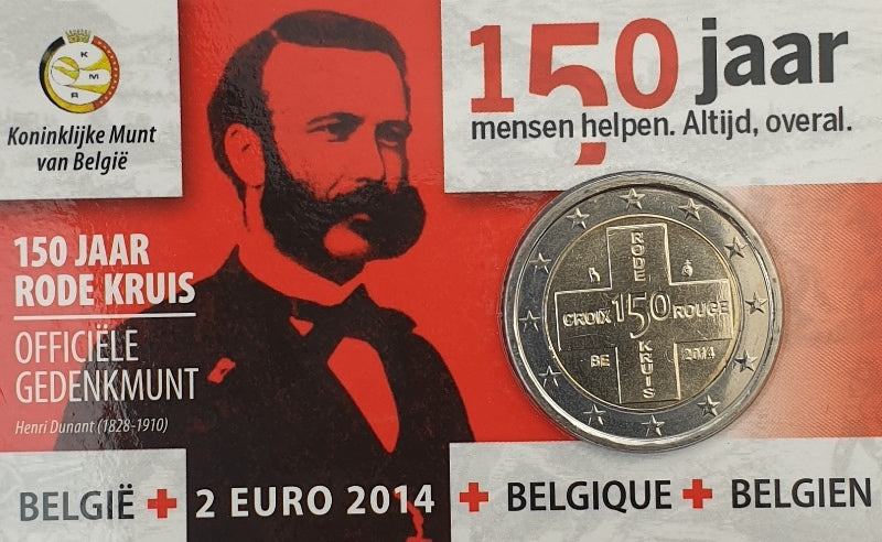Belgique - 2 euros 2014, Croix-Rouge, (Carte-pièce)