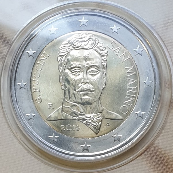 Saint-Marin - 2 Euro 2014, Giacomo Puccini, (Coin Card)