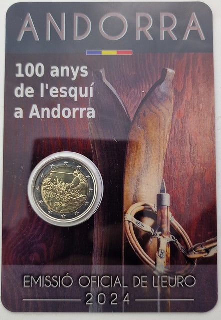 Andorre - 2 euros 2024, Centenaire du ski, (Carte à pièces)