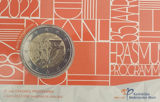 Pays-Bas - 2 euros 2022, 35 ans du programme Erasmus, BU (Carte à pièces)
