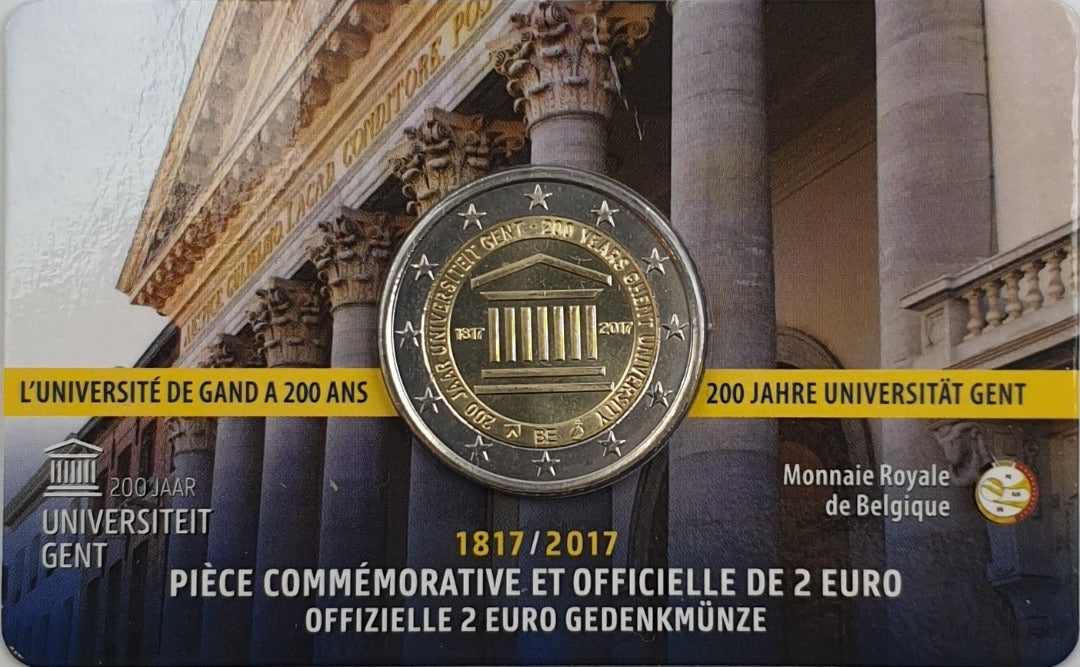 Belgique - 2 Euros 2017, 200e anniversaire de l'Université de Gand (carte à pièces)