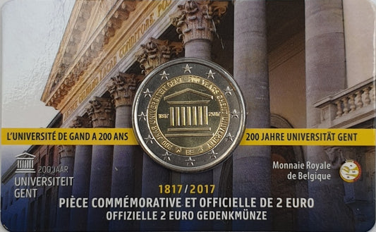 Belgique - 2 Euros 2017, 200e anniversaire de l'Université de Gand (carte à pièces)
