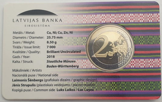 Lettonie - 2 Euro 2018, Zemgale, (Coin Card)