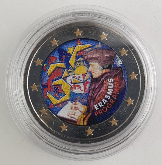 Lettonie - 2 euros 2022 (35 ans du programme Erasmus), couleur, non circulée