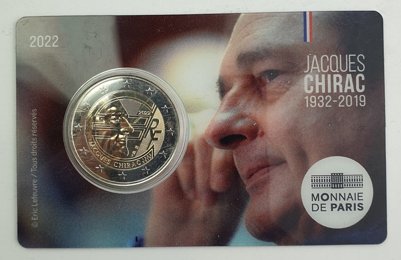 France - 2 Euro 2022, Jacques Chirac 1932 - 2019, (Carte à pièces)