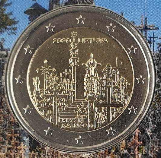 Lituanie - 2 Euro 2020, La Colline des Croix, (Carte à pièces)