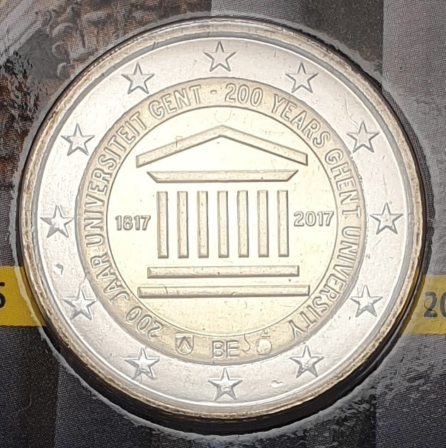 Belgique - 2 Euros 2017, 200e anniversaire de l'Université de Gand (carte à pièces)