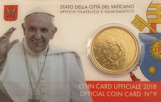 Vatican - Pièce de 50 centimes 2018, Pape François, (Carte-pièce)