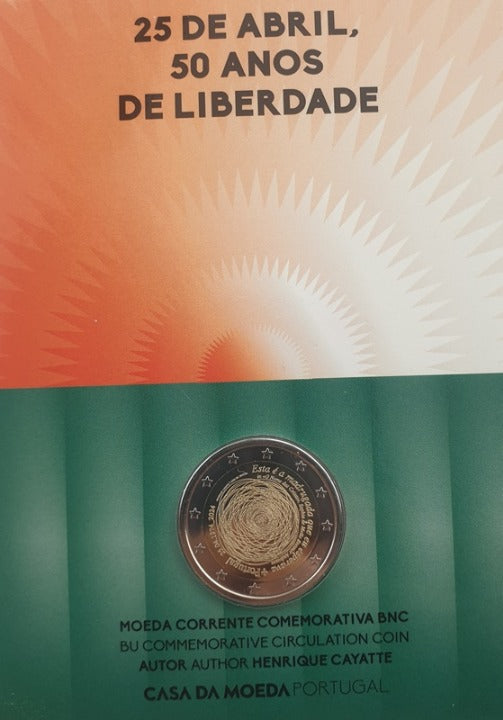 Portugal - 2 Euros 2024, 50 ans de la Révolution des Œillets (Carte à pièces)