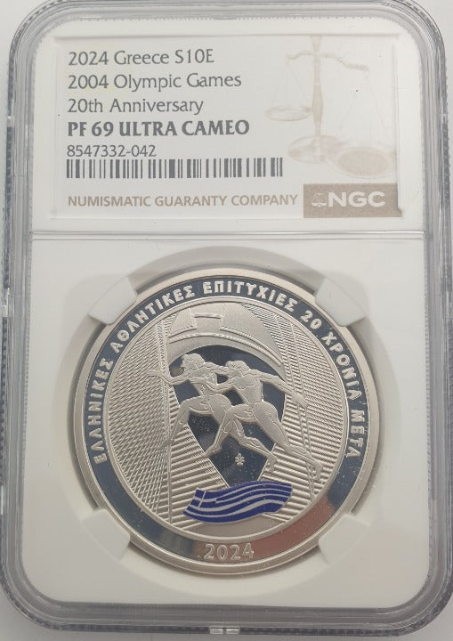 Grèce - 10 Euro 2024 (PF 69 ULTRA CAMEO), 20 ans des Jeux olympiques et paralympiques d'Athènes 2004, Épreuve argent