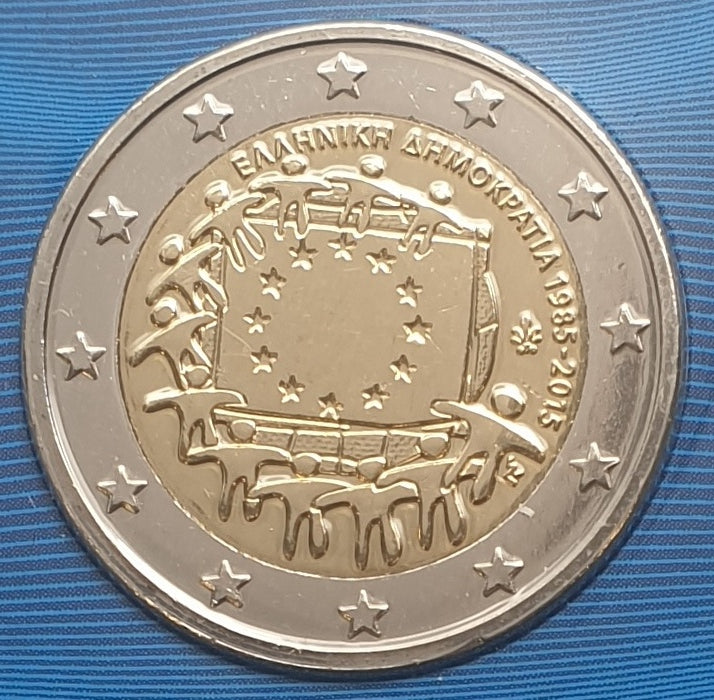 Grèce - 2 euros 2015, 30e anniversaire du drapeau européen (carte-pièce)