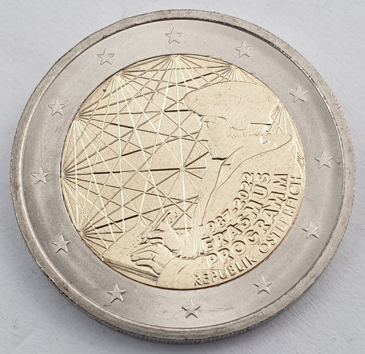 Autriche - 2 euros 2022, 35 ans du programme Erasmus, non circulé