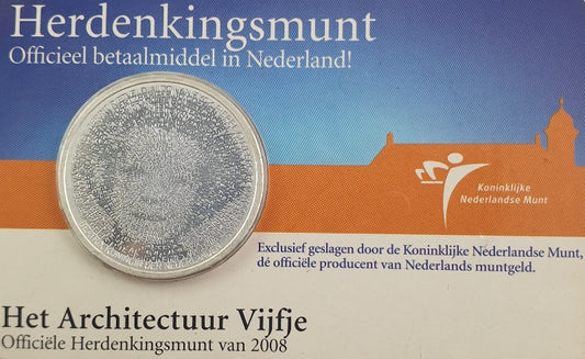 Pays-Bas - 5 euros 2008, Beatrix, Architecture néerlandaise, (Carte à pièces)