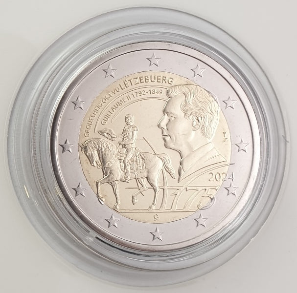 Luxembourg - 2 euros 2024, 175e anniversaire de la mort du Grand-Duc Guillaume II, BU (Carte-pièce)