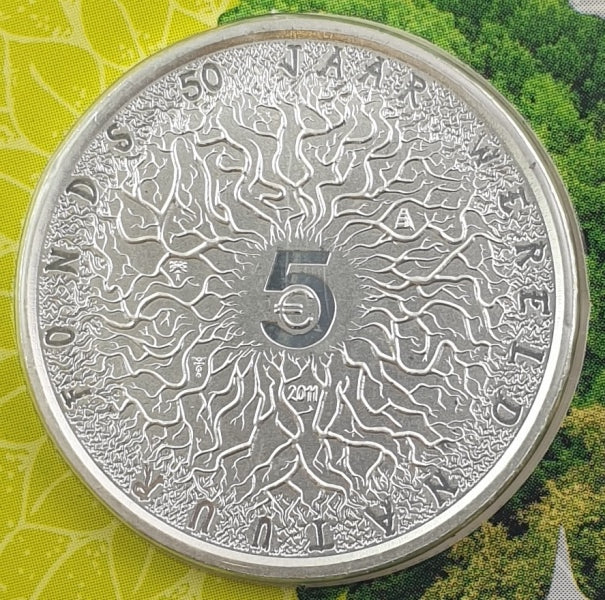 Pays-Bas - 5 euros 2011, 50e anniversaire du Fonds mondial pour la nature (carte-pièce)