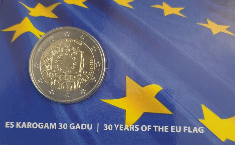 Lettonie - 2 euros 2015, 30 ans du drapeau de l'UE (carte à pièces)
