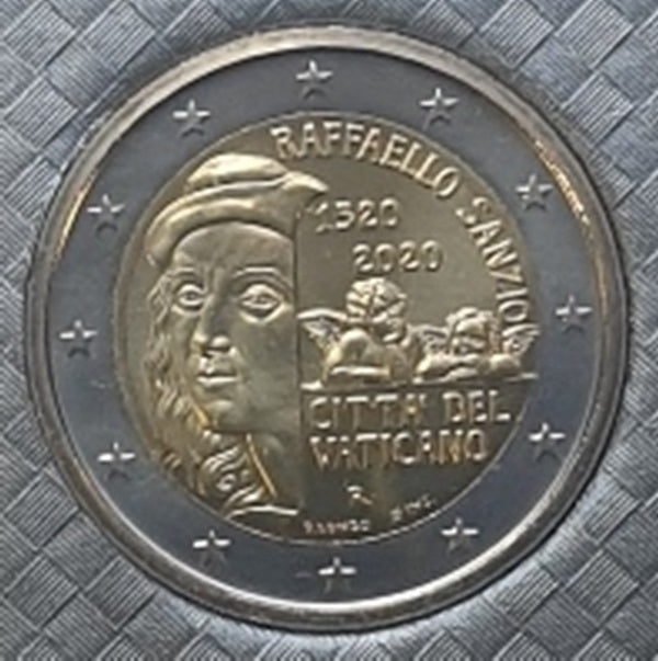 Vatican - 2 euros 2020, 500e anniversaire de la mort de Raphaël (carte-pièce)