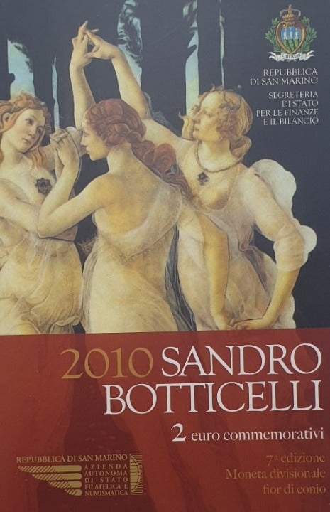 Saint-Marin - 2 euros 2010, 500e anniversaire de la mort de Sandro Botticelli (carte-pièce)