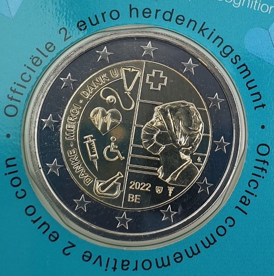 Belgique - 2 Euro 2022, Héros des soins de santé face à la COVID-19 (carte à pièces)