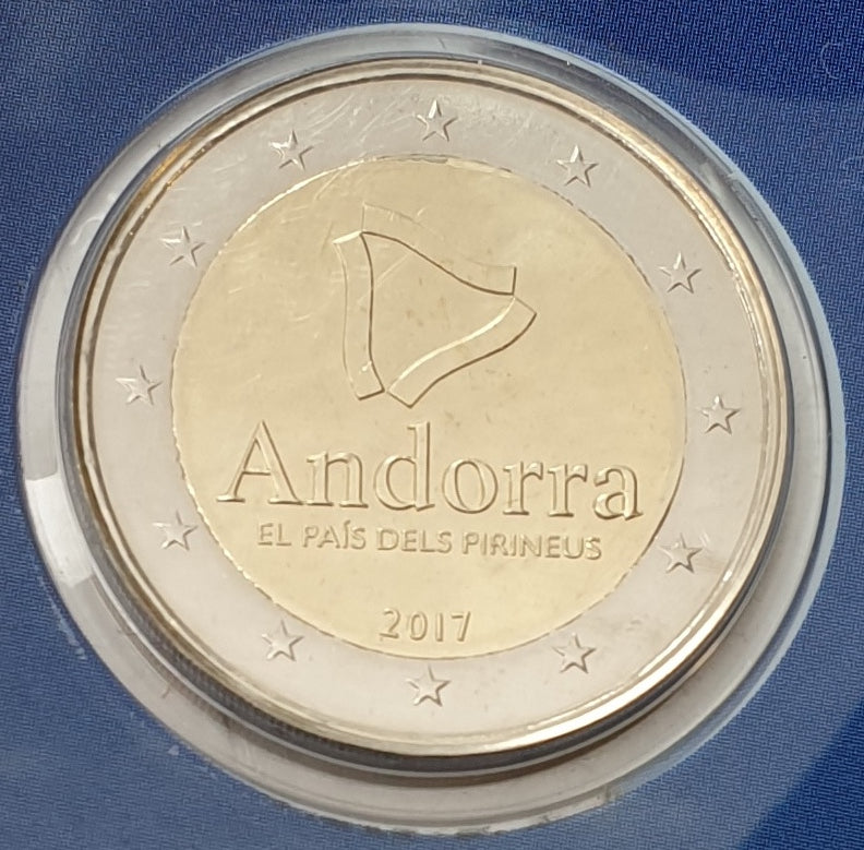 Andorre - 2 euros 2017, le pays des Pyrénées, (carte à pièces)